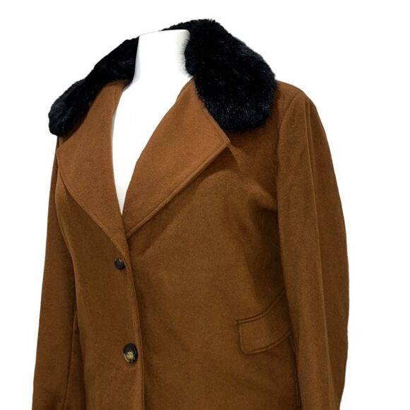 Calvin Klein Single-Breasted Wool Blend Faux-Fur Coat Size 3X NWT - Picture 5 of 16